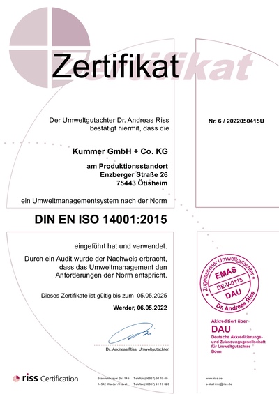 [Translate to english:] Zertifizierung ISO 14001