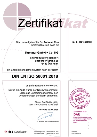 [Translate to english:] Zertifikat ISO 50001