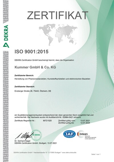 [Translate to english:] Zertifikat ISO 9001
